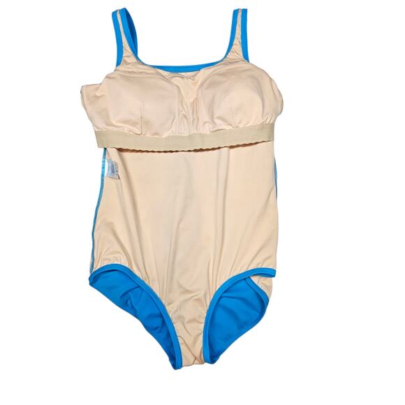 Lands' End Mastectomy Scoop Neck Tugless Sporty One Piece Swimsuit Size 14 - Picture 7 of 8